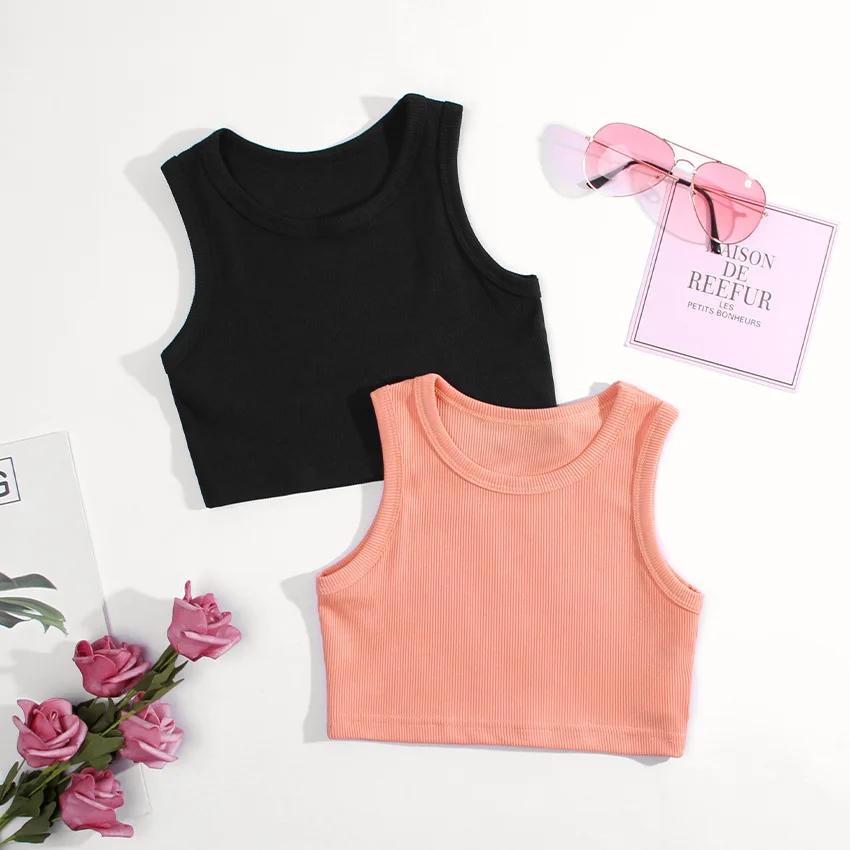 Summer Clothing Baby Girl - 夏の女の子の下着ノースリーブシャツ子供のための Tシャツジャズベビータンクトップ子供キャミソール幼児肌着服