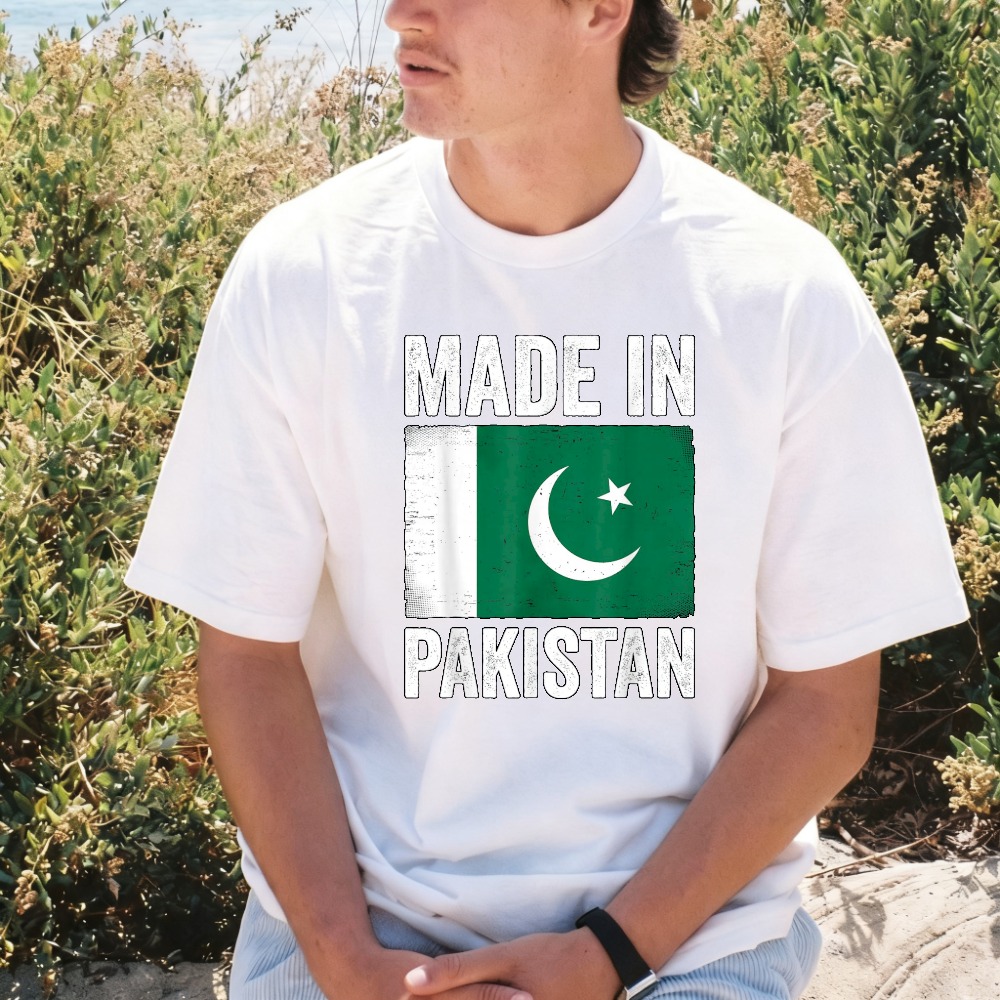 Summer Clothing Pakistan - パキスタン製 面白いパキスタン国旗柄プライドTシャツ カジュアルファッション ゆったりコットン 夏用半袖 男女兼用服