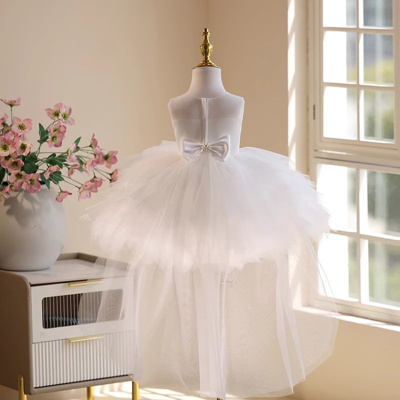 白い女の赤ちゃんの1歳の誕生日ドレスレースビーズチュールキッ - Summer Clothing Baby Girl のレビューと価格